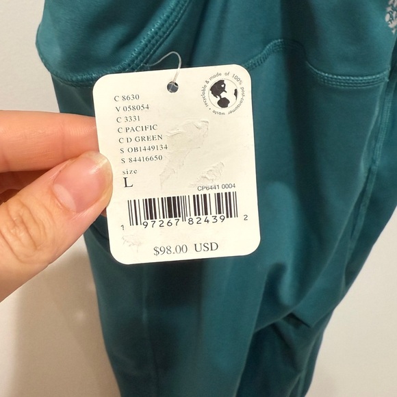 New Free People Movement Back It Up Jumpsuit Green Large L Yoga Workout Pilates - Picture 6 of 8